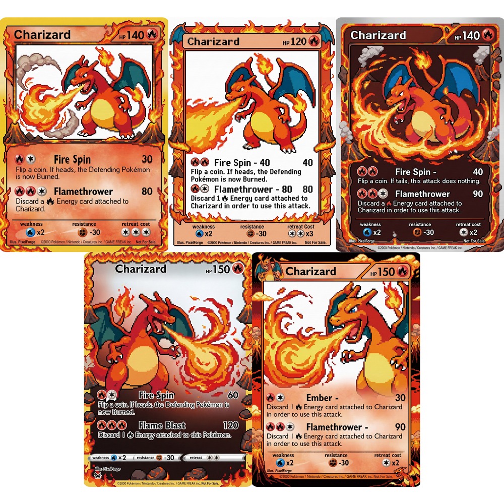 Vintage Collectible Cards - 5Pcs Pokemon Cards Charizard Game Boy