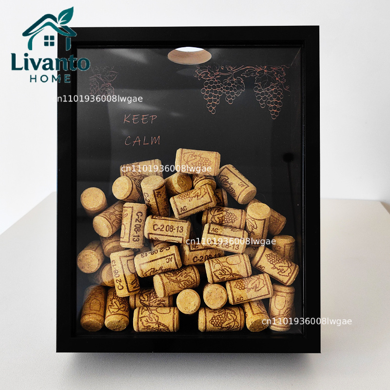 Collectible Vintage Photos - Red Wine Cork Display Frame Wooden