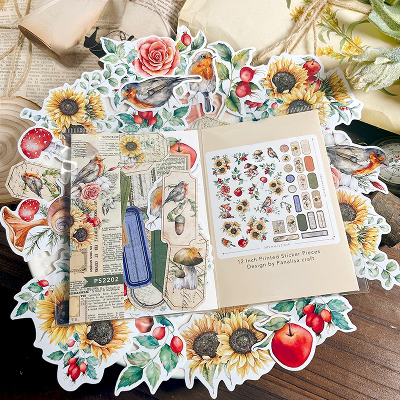 Vintage Collectible Cards - Sunflower Vintage Stickers Die Cuts Sticker