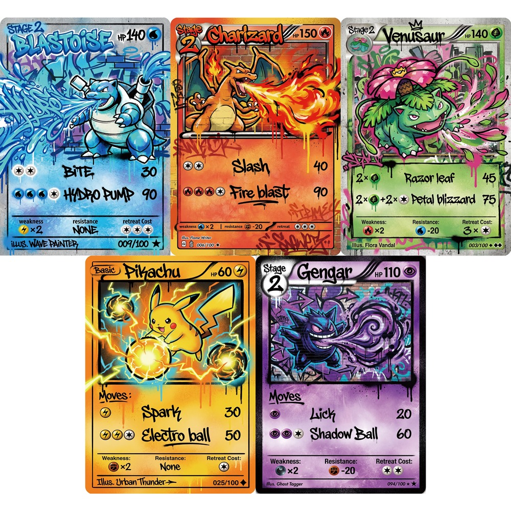 Vintage Collectible Cards - 5Pcs Pokemon Cards Charizard Gengar Blastoise