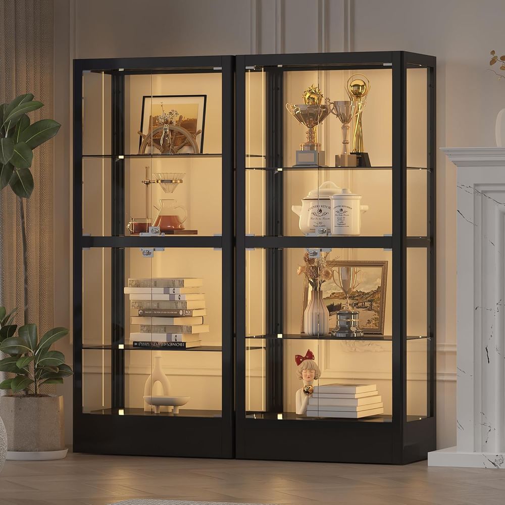 Collectible & Vintage Dolls For Halloween - 4-Sided Lockable Glass Display Cabinet with