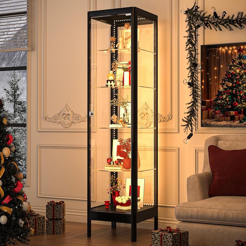Collectible & Vintage Dolls For Halloween - 5-Tier Glass Display Cabinet with 13-Color