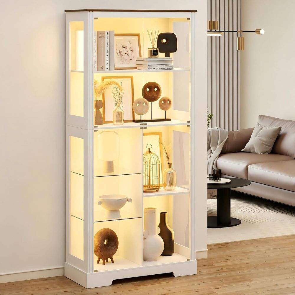 Collectible & Vintage Dolls For Halloween - 7-Tier Glass Display Cabinet with Human