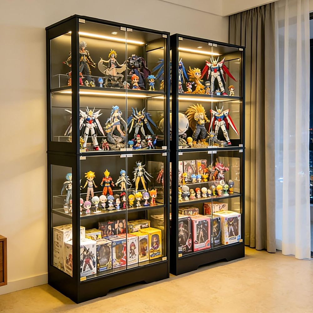 Dual-Tier Glass Display Cabine - Collectible & Vintage Dolls For Halloween reseña y precio