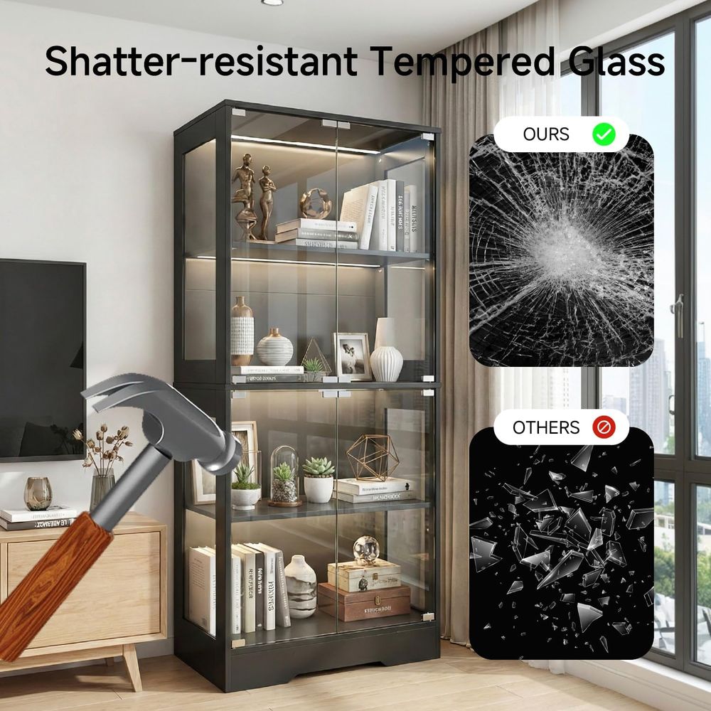 Dual-Tier Glass Display Cabine - Collectible & Vintage Dolls For Halloween reseña y precio