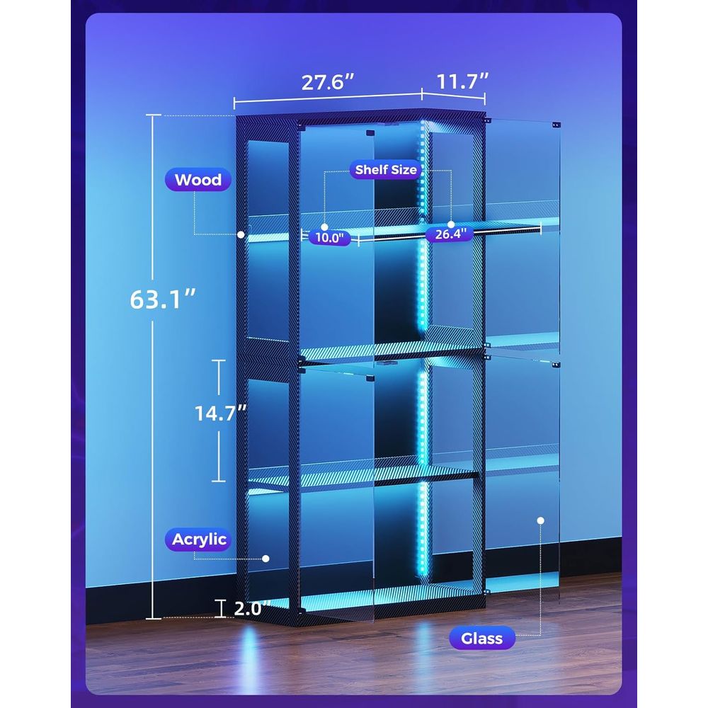 4-Tier Glass Display Cabinet w - Collectible & Vintage Dolls For Halloween reseña y precio