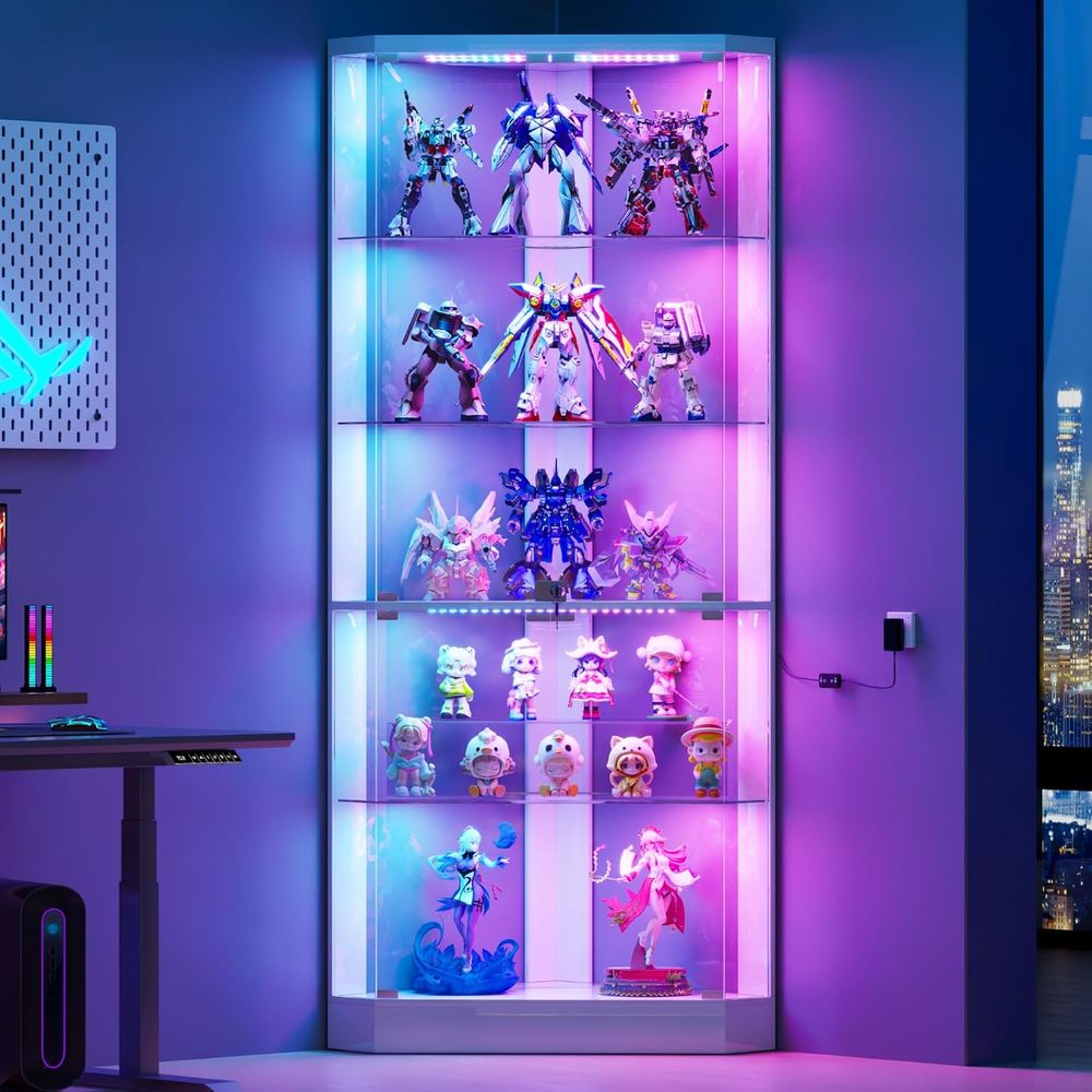 5-Tier White Display Cabinet w - Collectible & Vintage Dolls For Christmas reseña y precio