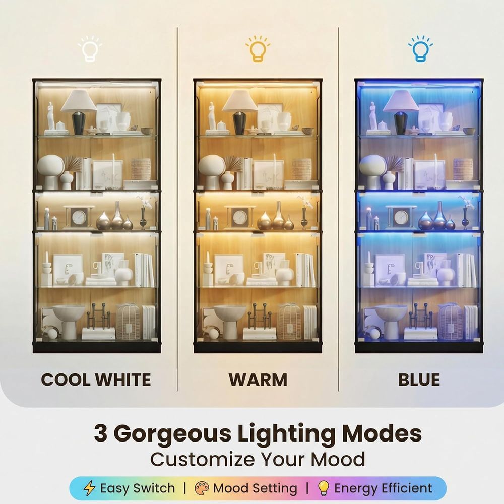 5-Shelf LED Lighted Glass Disp - Collectible & Vintage Dolls For Halloween reseña y precio