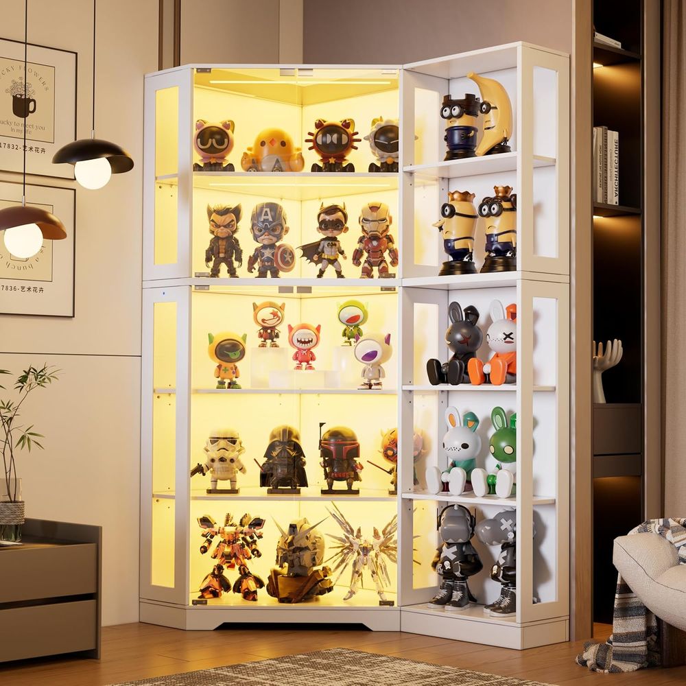 5-Tier Glass Display Cabinet w - Collectible & Vintage Dolls For Halloween reseña y precio