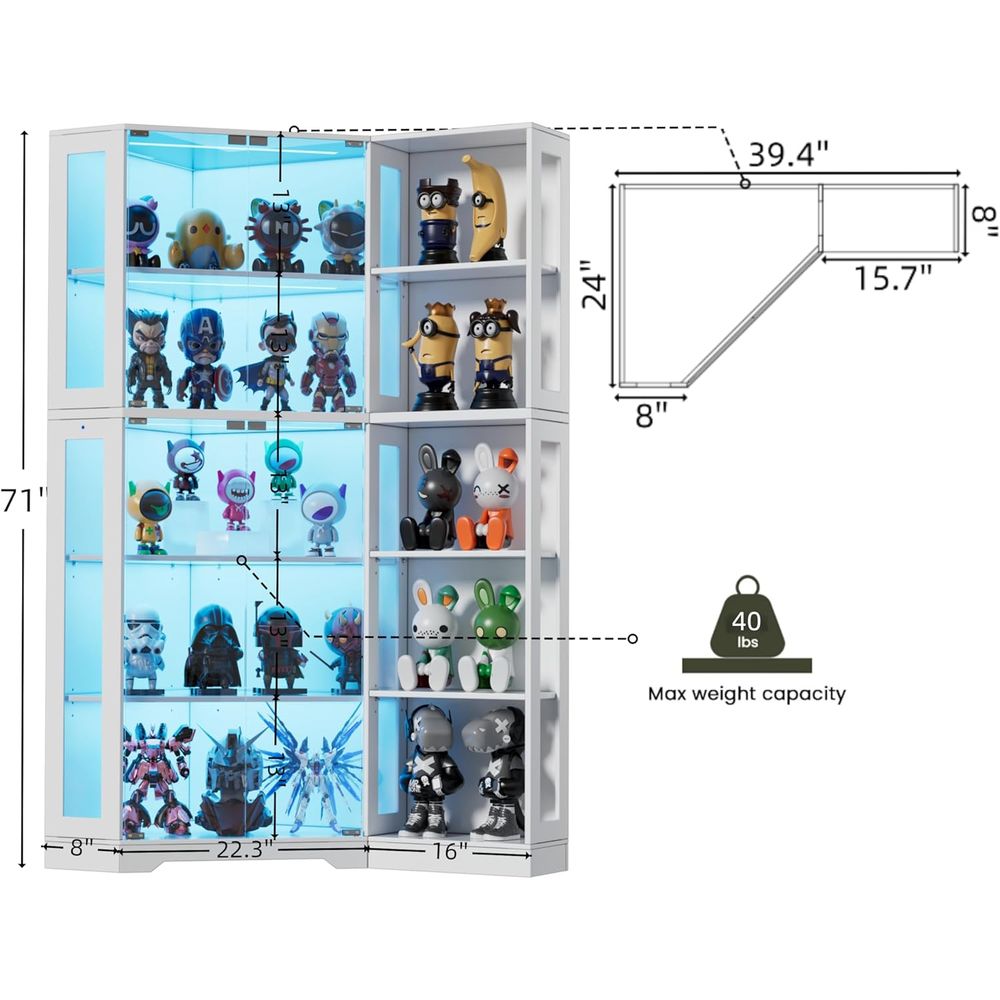 5-Tier Glass Display Cabinet w - Collectible & Vintage Dolls For Halloween reseña y precio