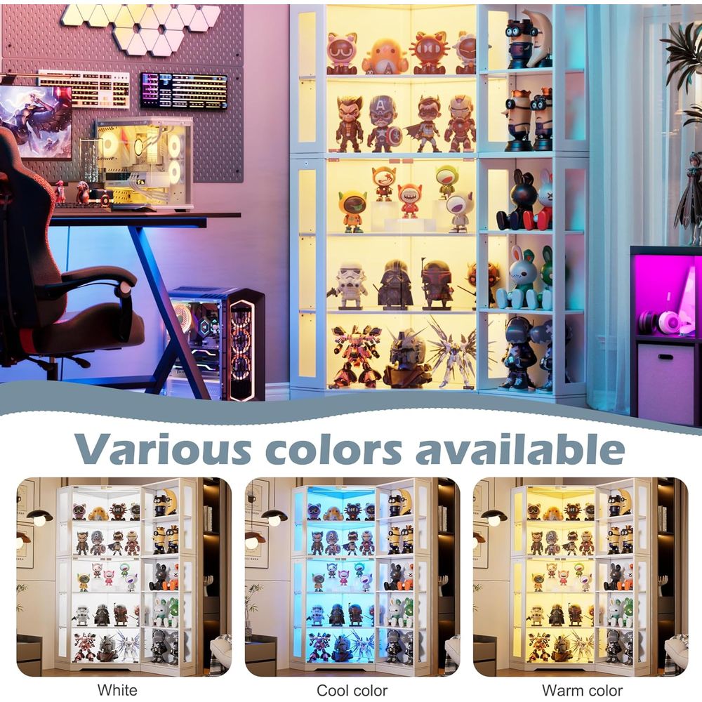 5-Tier Glass Display Cabinet w - Collectible & Vintage Dolls For Halloween reseña y precio