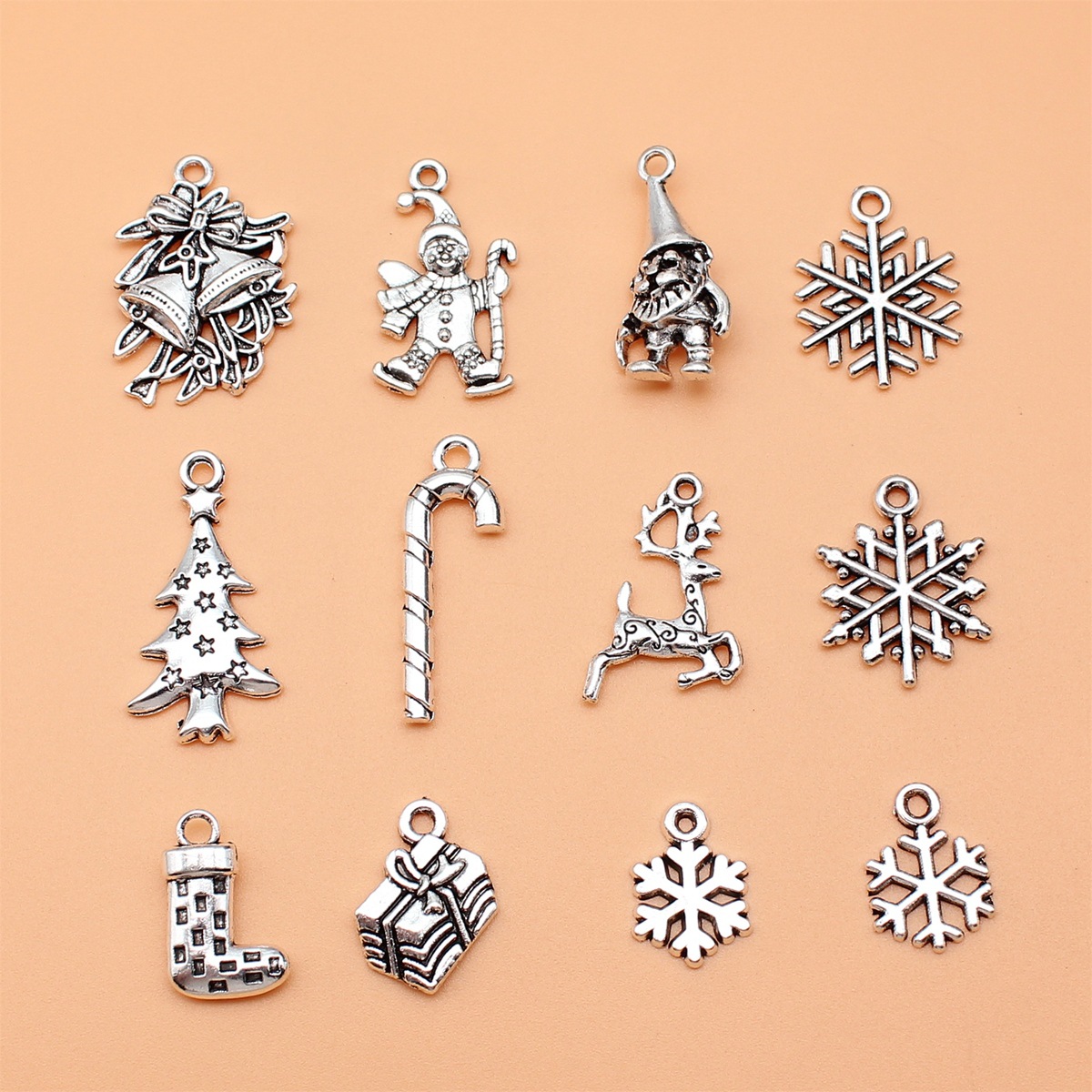12pcs Antique Silver Color Chr - Vintage Collectible Santa reseña y precio