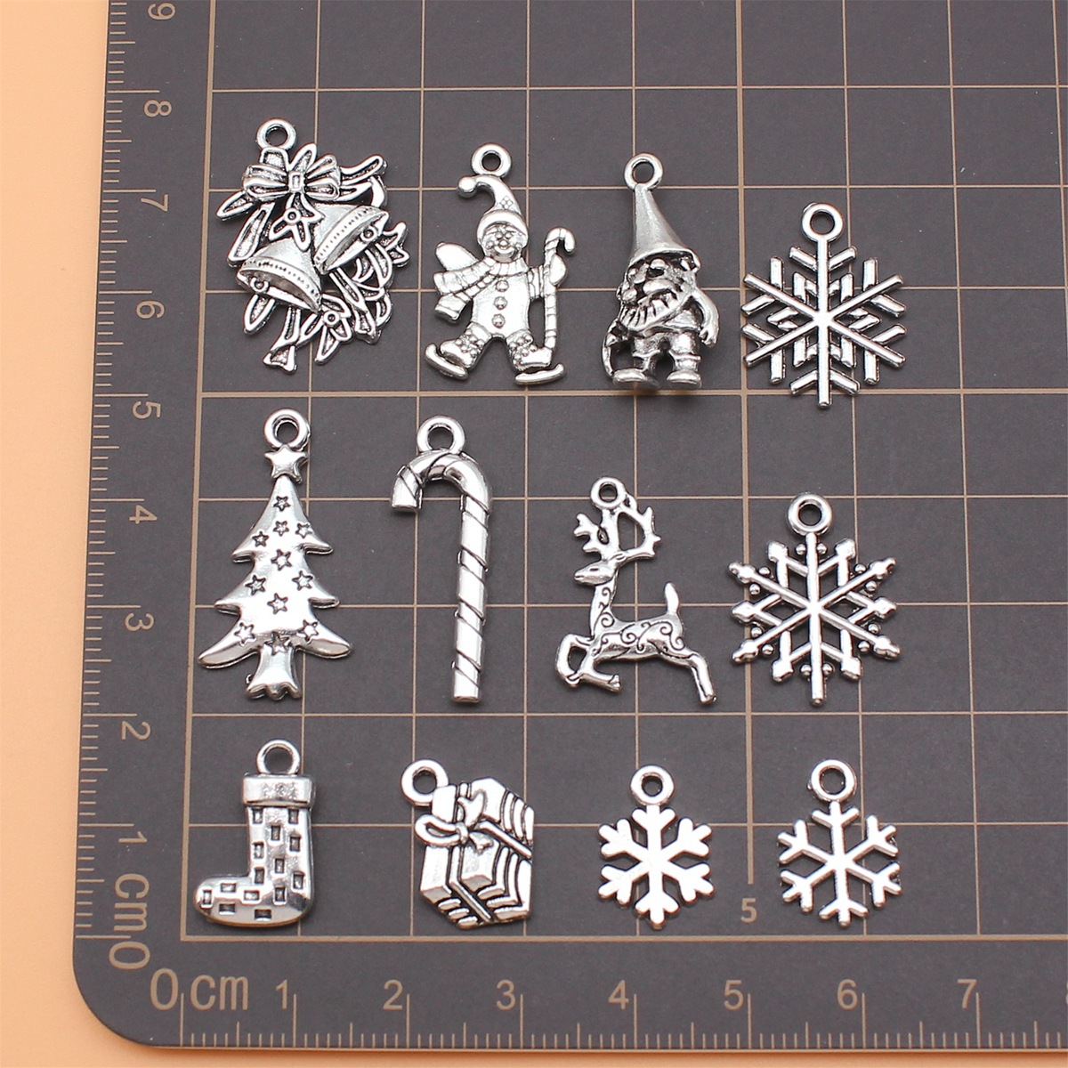 12pcs Antique Silver Color Chr - Vintage Collectible Santa reseña y precio