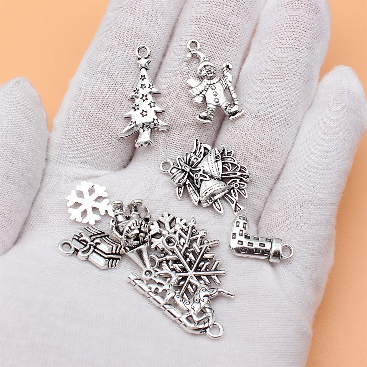 12pcs Antique Silver Color Chr - Vintage Collectible Santa reseña y precio