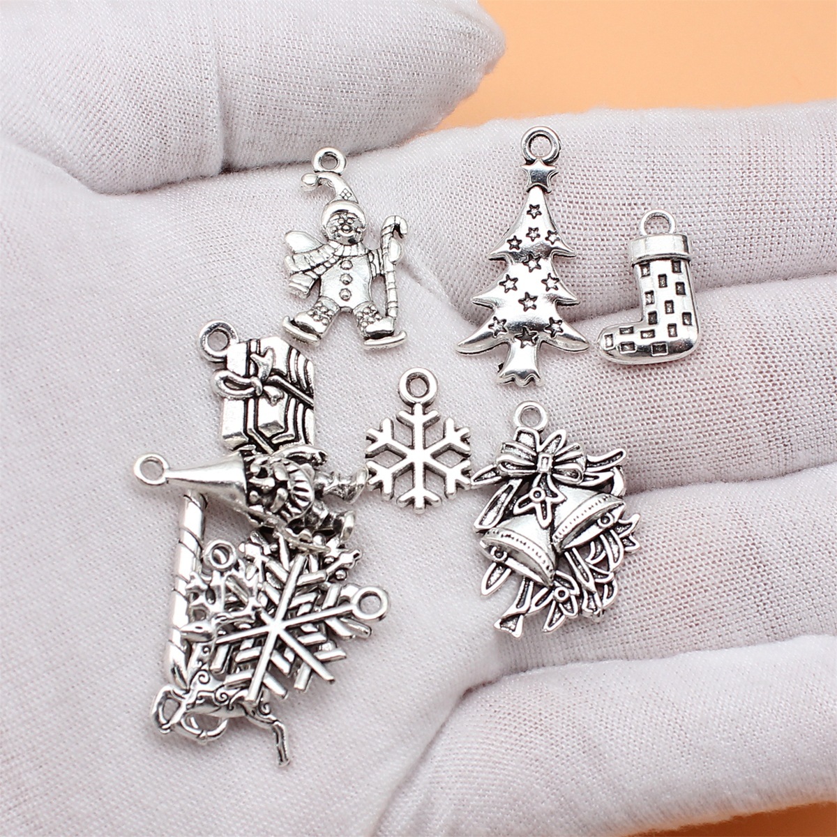 12pcs Antique Silver Color Chr - Vintage Collectible Santa reseña y precio