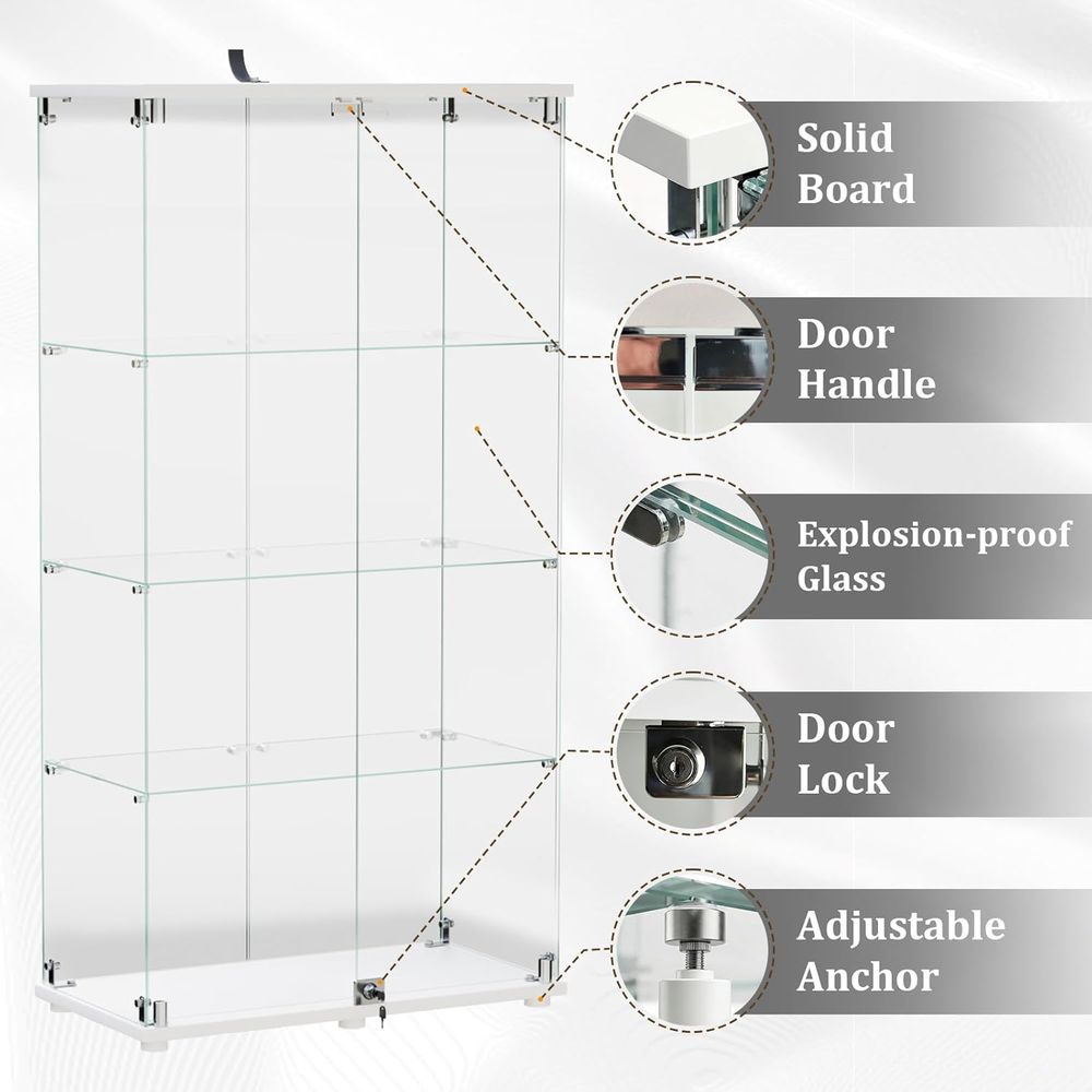 4-Tier Tempered Glass Curio Ca - Collectible & Vintage Dolls For Christmas reseña y precio