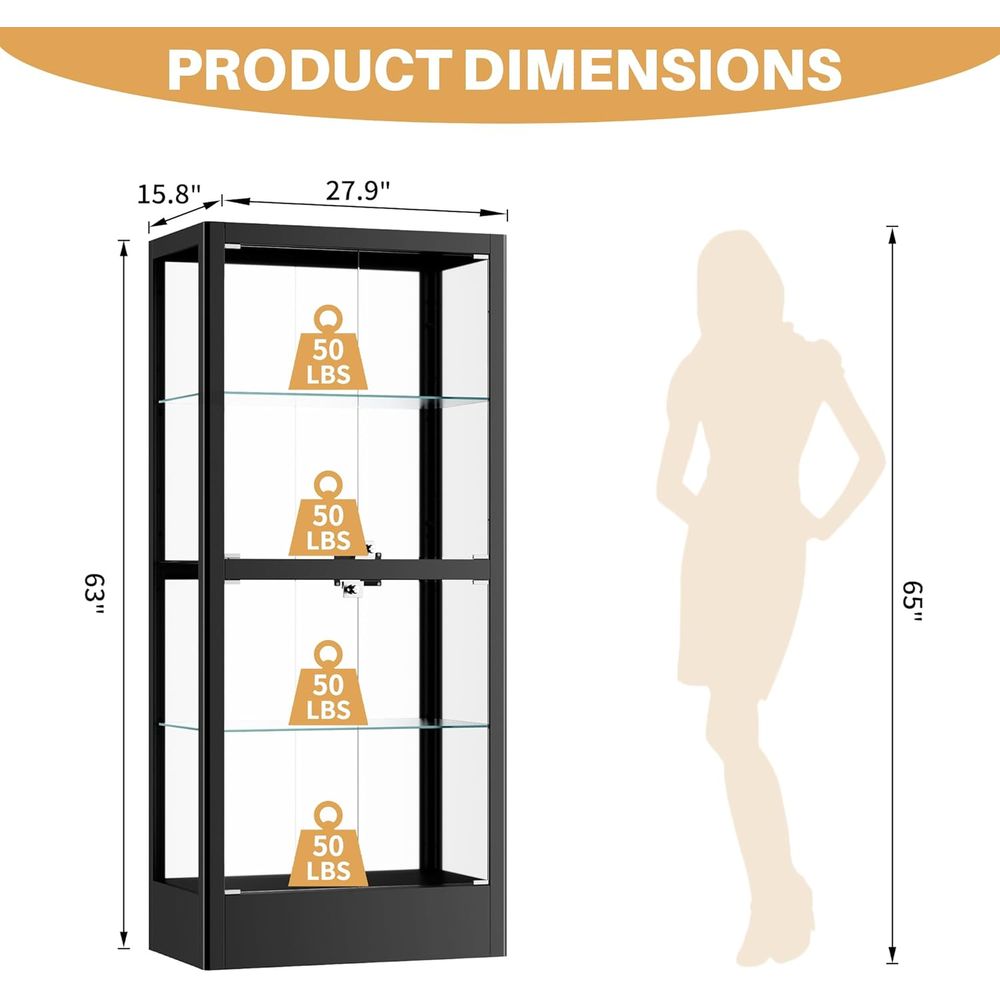 4-Sided Lockable Glass Display - Collectible & Vintage Dolls For Halloween reseña y precio