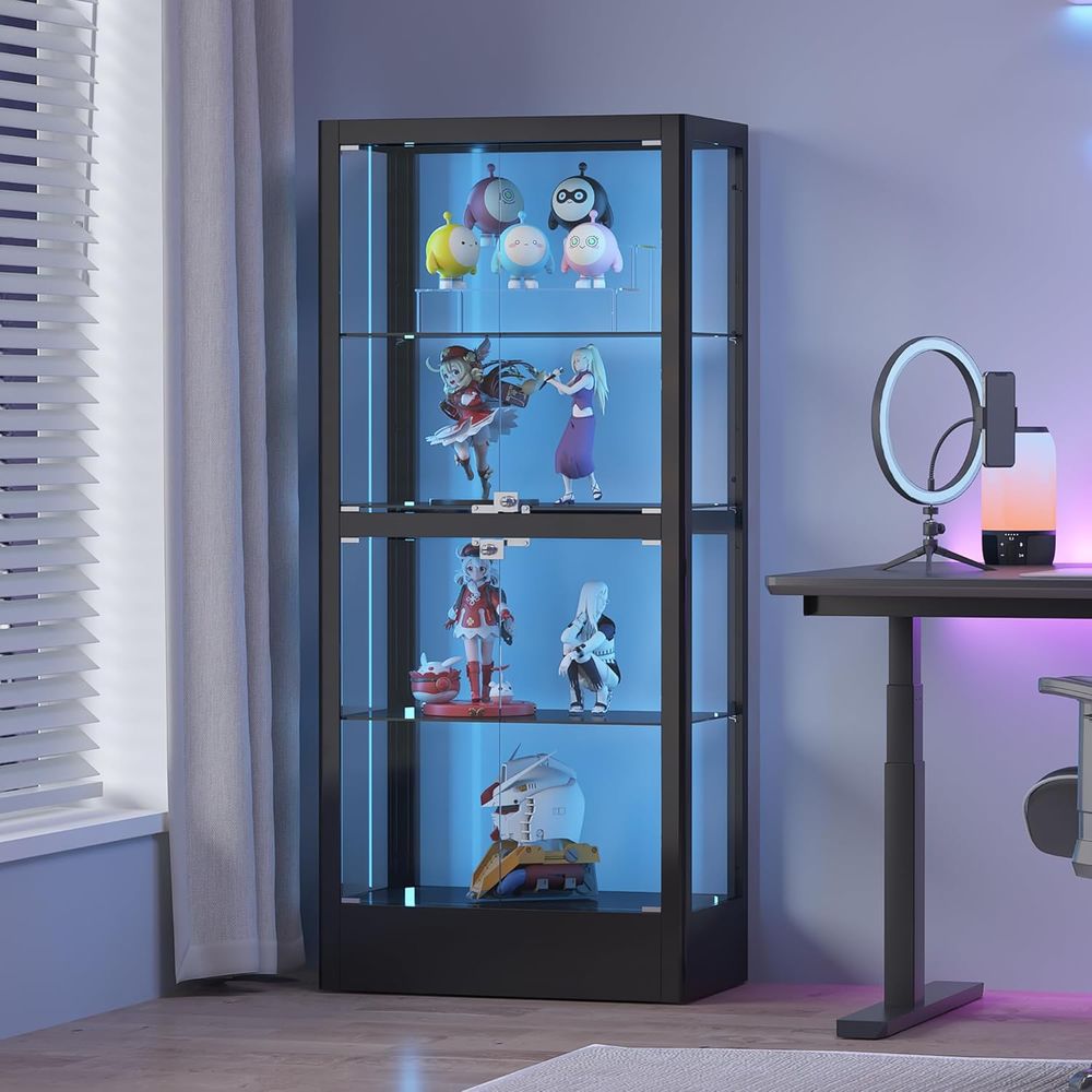 4-Sided Lockable Glass Display - Collectible & Vintage Dolls For Halloween reseña y precio