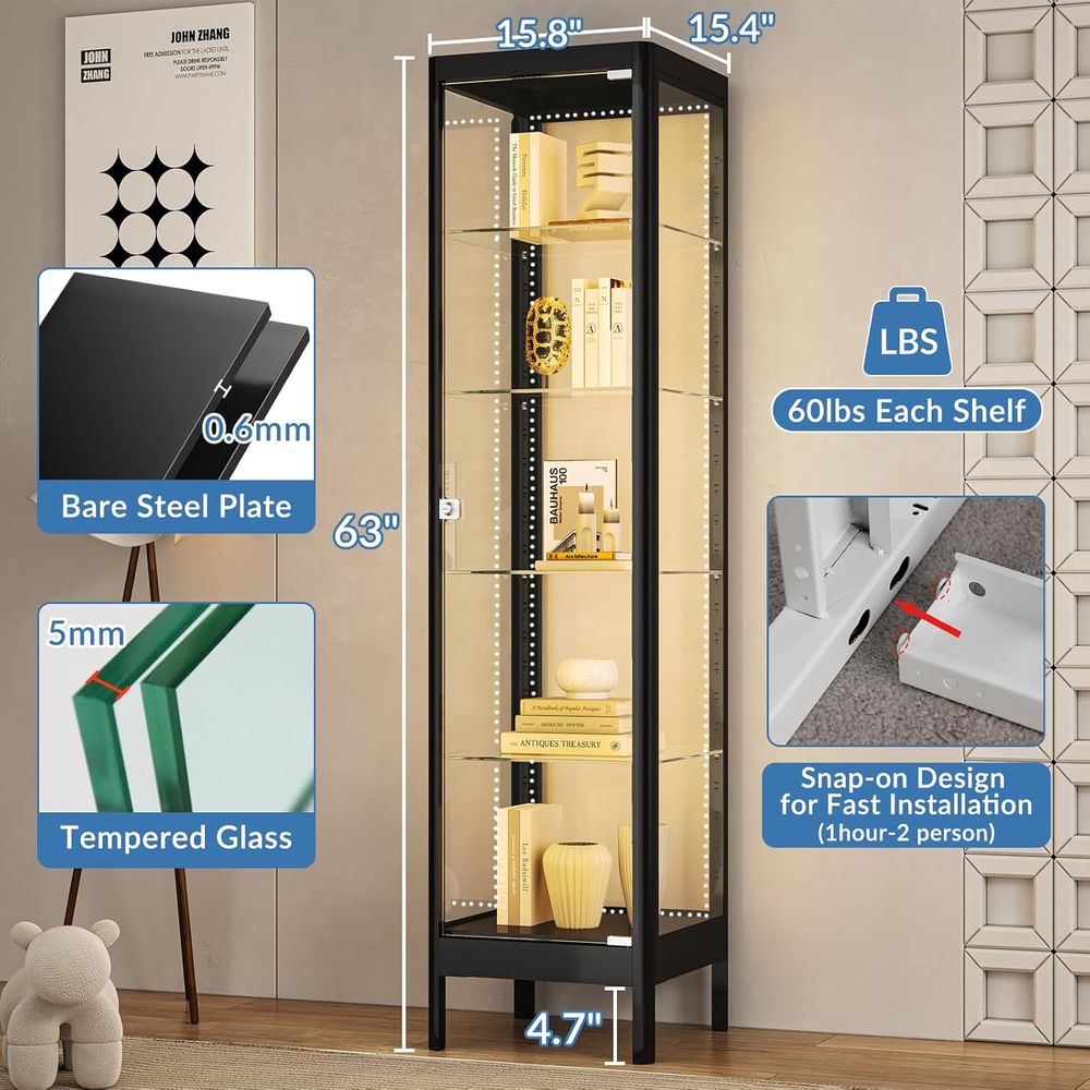 5-Tier Glass Display Cabinet w - Collectible & Vintage Dolls For Halloween reseña y precio