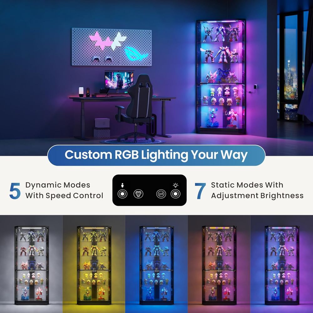5-Tier LED RGB Lighted Glass S - Collectible & Vintage Dolls For Christmas reseña y precio