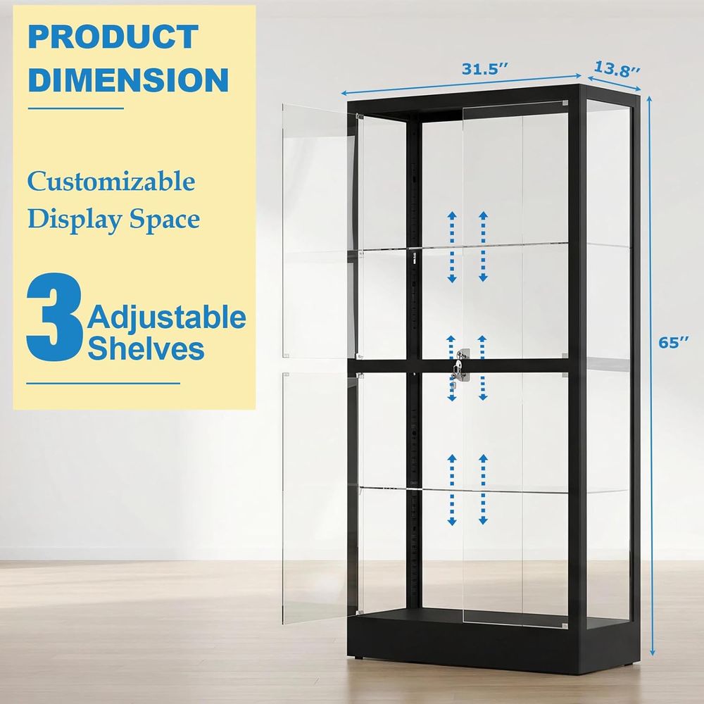 65 H 4-Tier Glass Display Cabi - Collectible & Vintage Dolls For Halloween reseña y precio