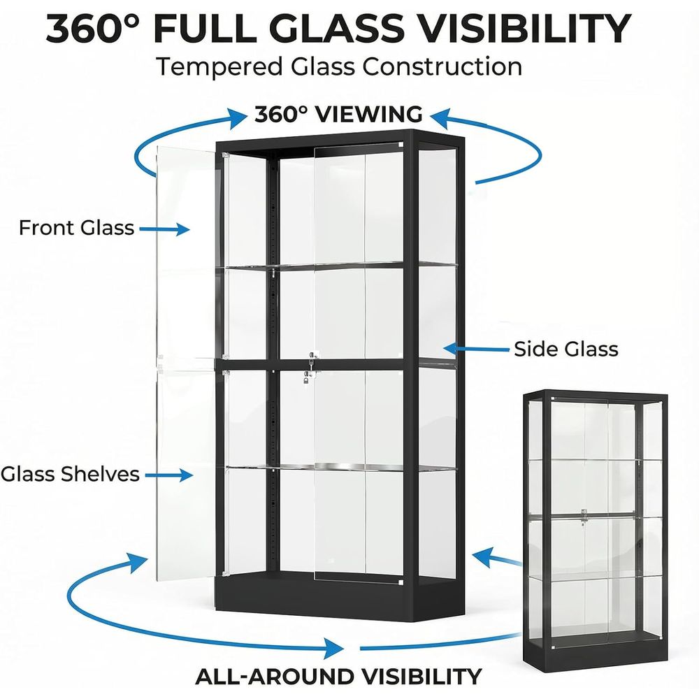 65 H 4-Tier Glass Display Cabi - Collectible & Vintage Dolls For Halloween reseña y precio