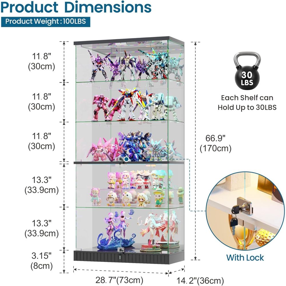 LED-Illuminated 5-Tier Lockabl - Collectible & Vintage Dolls For Halloween reseña y precio