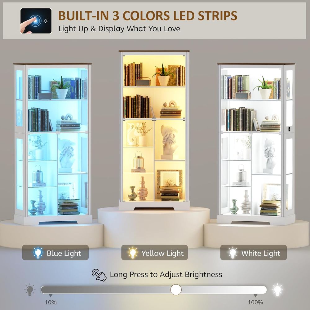 7-Tier Glass Display Cabinet w - Collectible & Vintage Dolls For Halloween reseña y precio