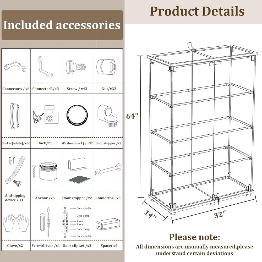 4-Tier Tempered Glass Curio Ca - Collectible & Vintage Dolls For Halloween reseña y precio
