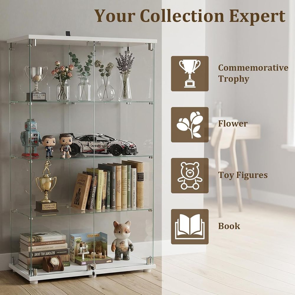 4-Tier Tempered Glass Curio Ca - Collectible & Vintage Dolls For Halloween reseña y precio