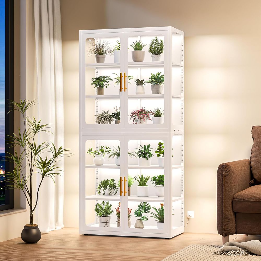 68 White Glass Display Cabinet - Collectible & Vintage Dolls For Halloween reseña y precio