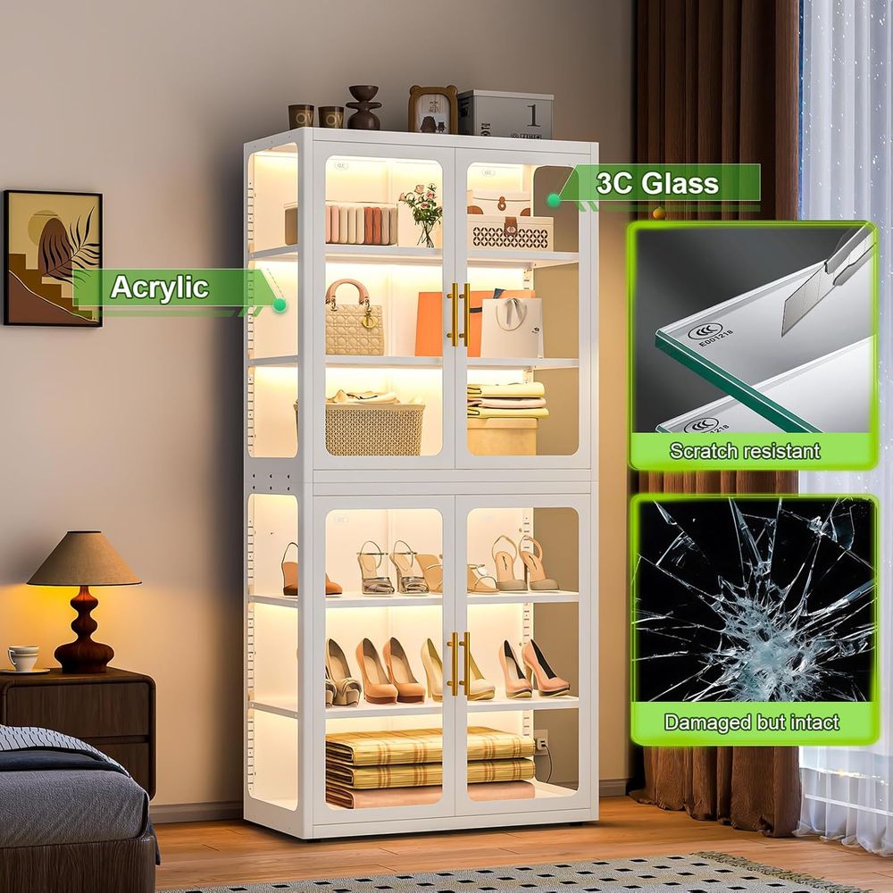 68 White Glass Display Cabinet - Collectible & Vintage Dolls For Halloween reseña y precio